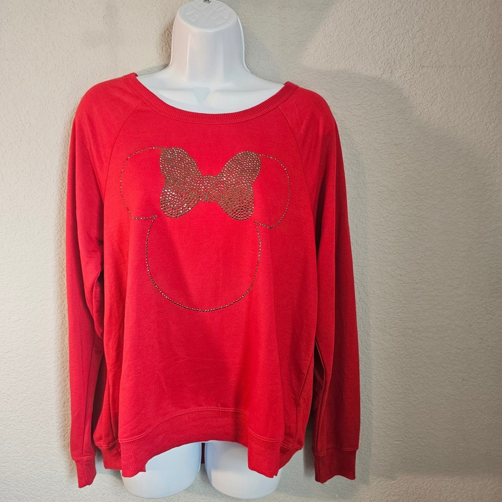 Disney Store Minnie Mouse bling long‎ sleeve red large light sweatshirt